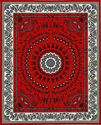 Crimson Black Floral Medallion Border Rug