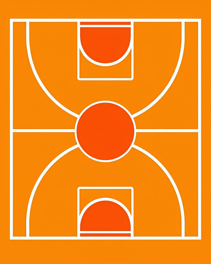 Bright Orange Court Geometric Rug