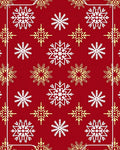 Red White Gold Snowflake Celebration Rug