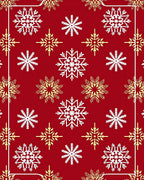 Red White Gold Snowflake Celebration Rug