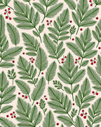 Green Pine Fern with Red Berries Rug