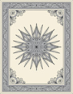 Elaborate Gray Starburst Filigree Frame Rug