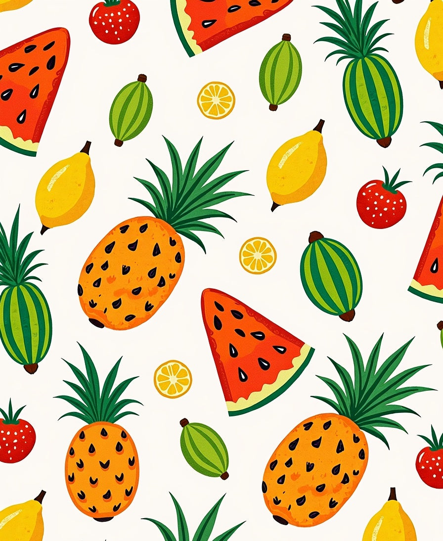 Watercolor Fruit Medley Pineapple Lemon Rug