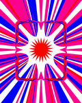 Radiant Geometric Burst Red Blue Rug