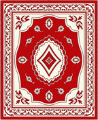 Crimson Ivory Ornate Diamond Floral Rug