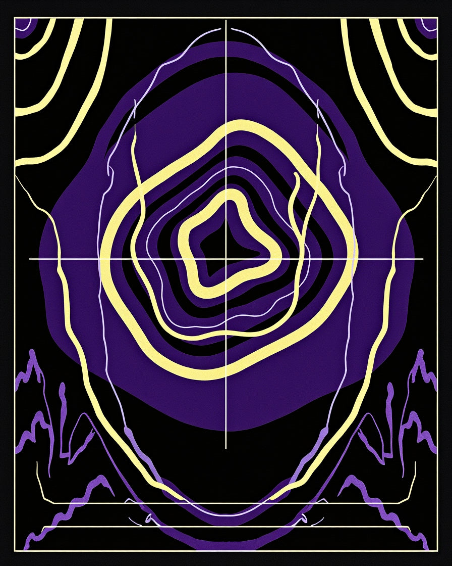 Amethyst Yellow Abstract Topography Waves Rug