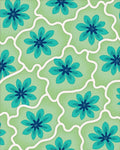 Teal Floral Garden In Green Palette Rug