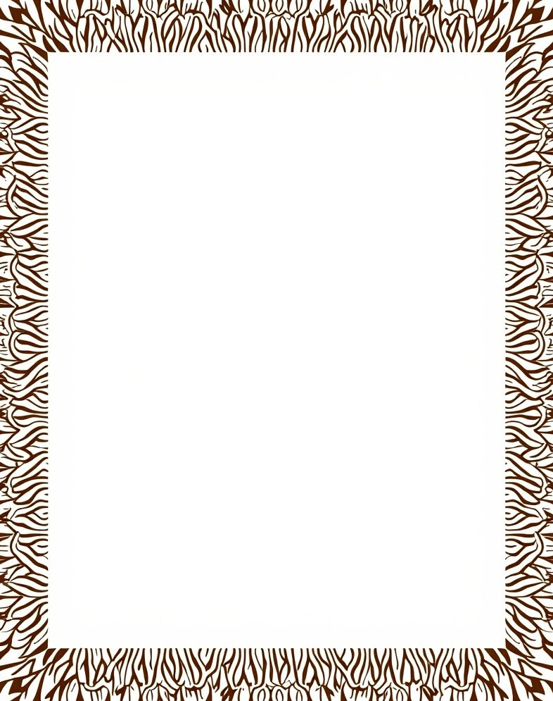 Brown and White Zebra Stripe Border Rug