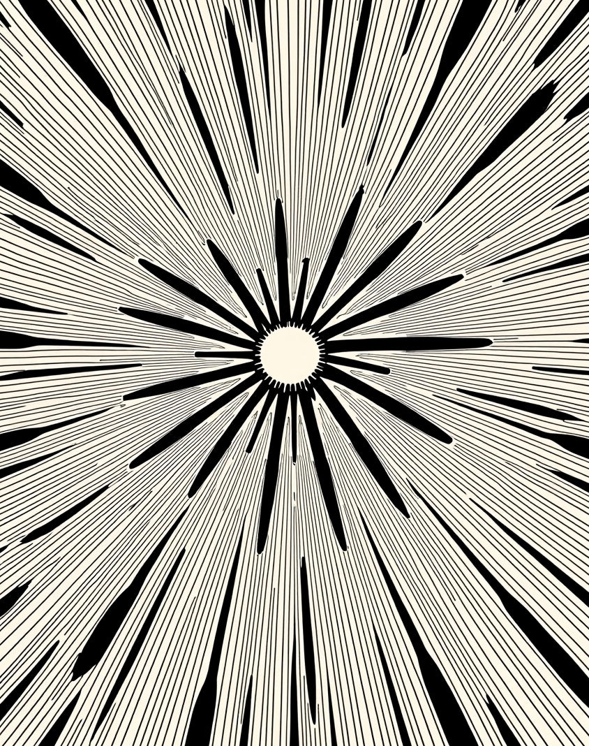 Black Burst Cream Sunburst Rug