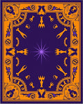 Vibrant Purple Orange Celestial Medallion Rug