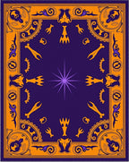 Vibrant Purple Orange Celestial Medallion Rug