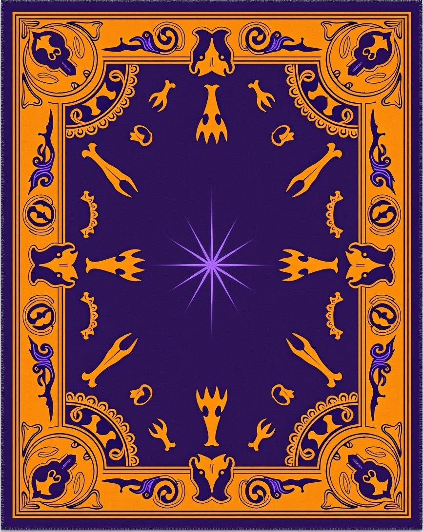 Vibrant Purple Orange Celestial Medallion Rug