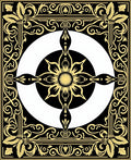 Black Gold Floral Sunburst Mandala Rug
