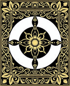 Black Gold Floral Sunburst Mandala Rug