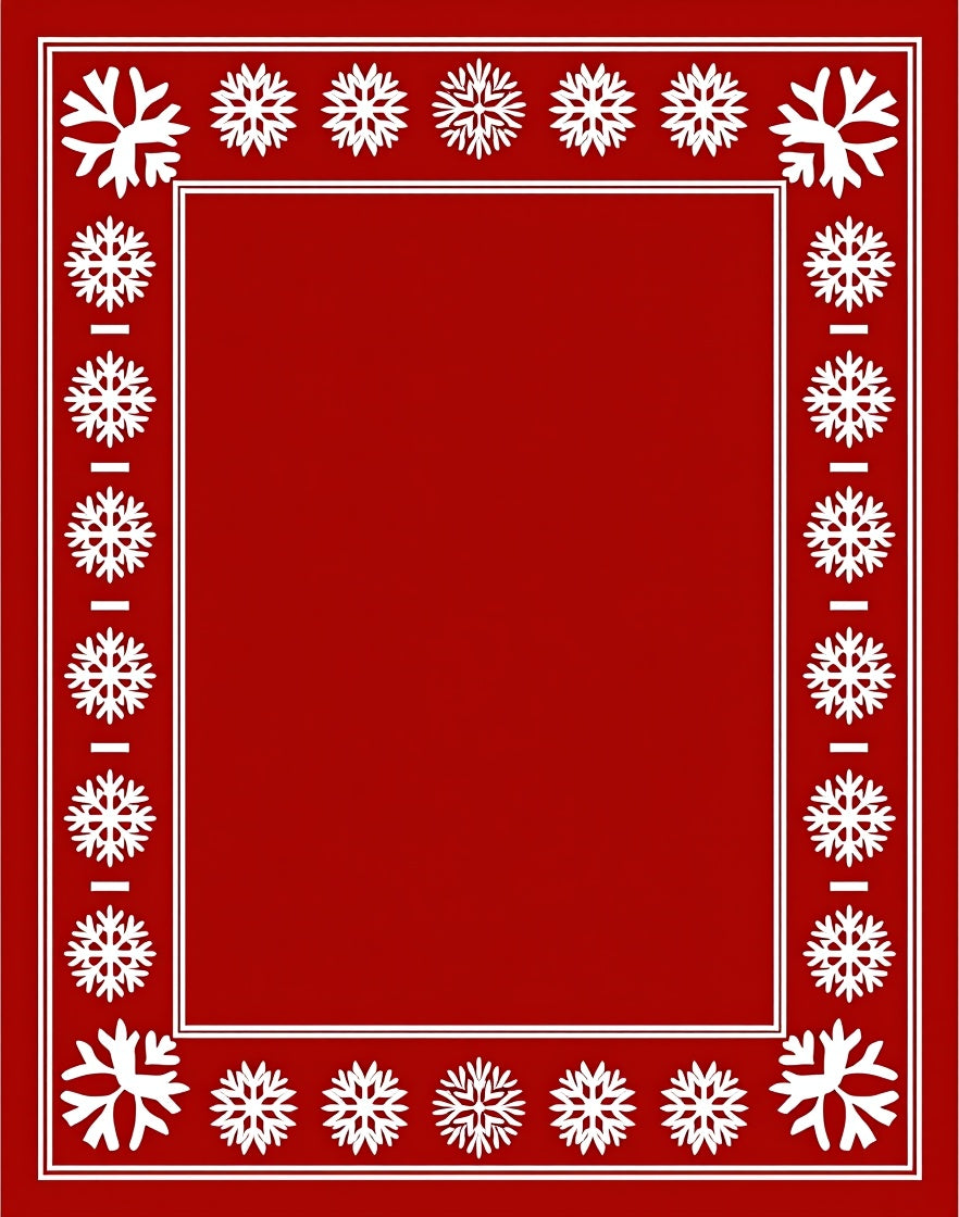 Festive Red White Snowflake Border Rug
