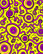 Vibrant Pink And Yellow Doodles Rug