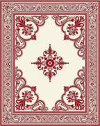 Rich Burgundy Scrollwork Central Star Rug