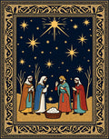 Golden Starry Night Religious Scene Rug