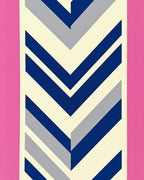 Pink Ivory Blue Chevron Geometric Rug