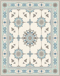 Soft Blue Medallion Garden Rug