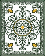 Emerald and Gold Central Medallion Rug