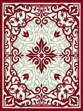 Crimson Cream Swirl Floral Medallion Rug