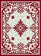 Crimson Cream Swirl Floral Medallion Rug