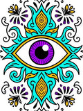 Vibrant Purple Eye Turquoise Floral Rug