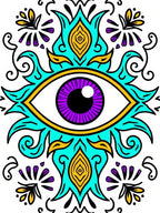 Vibrant Purple Eye Turquoise Floral Rug