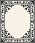 Classic Black Cream Floral Border Rug