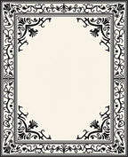 Classic Black Cream Floral Border Rug