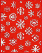 Winter White Snowflakes on Red Background Rug