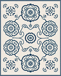 Navy Floral Medallion Arrangement Rug