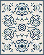 Navy Floral Medallion Arrangement Rug