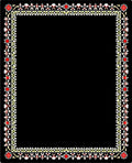 Vibrant Floral Border Red White Accents Rug