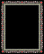 Vibrant Floral Border Red White Accents Rug