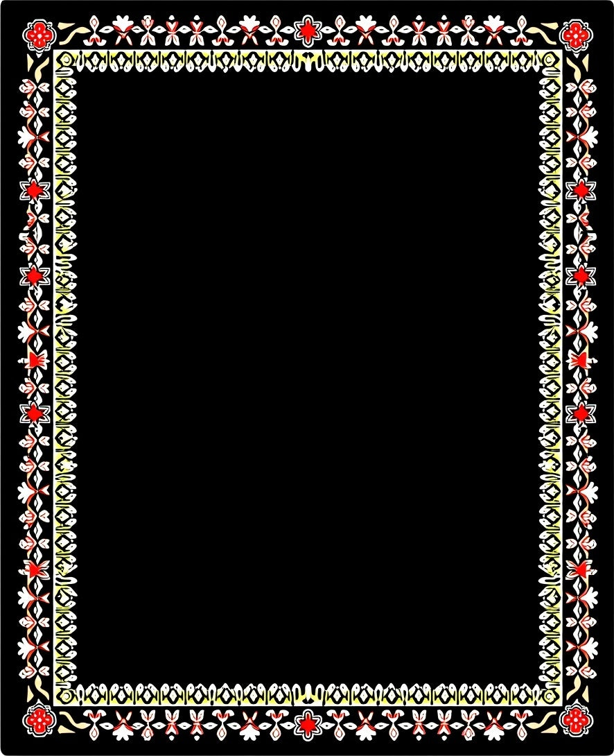 Vibrant Floral Border Red White Accents Rug