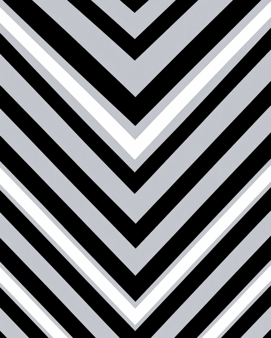 Modern Geometric Black Gray Chevron Rug