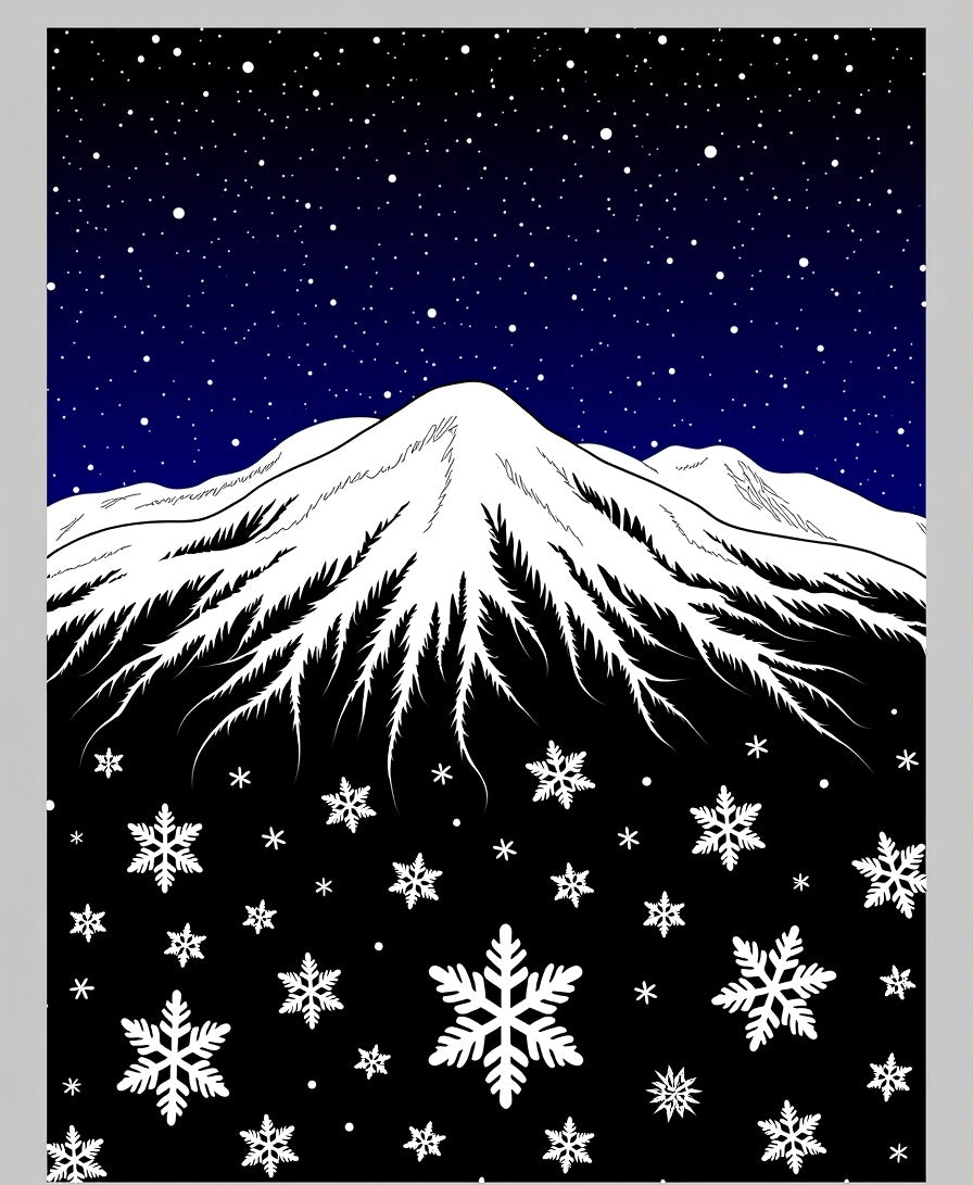 Vintage Snow Mountain Starry Night Rug