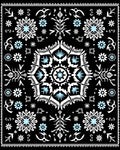 Black Blue White Floral Medallion Rug