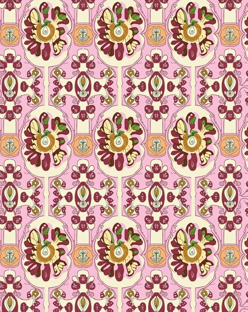Vintage Pink Floral Almond Rug