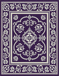 Regal Plum Floral Scroll Medallion Rug