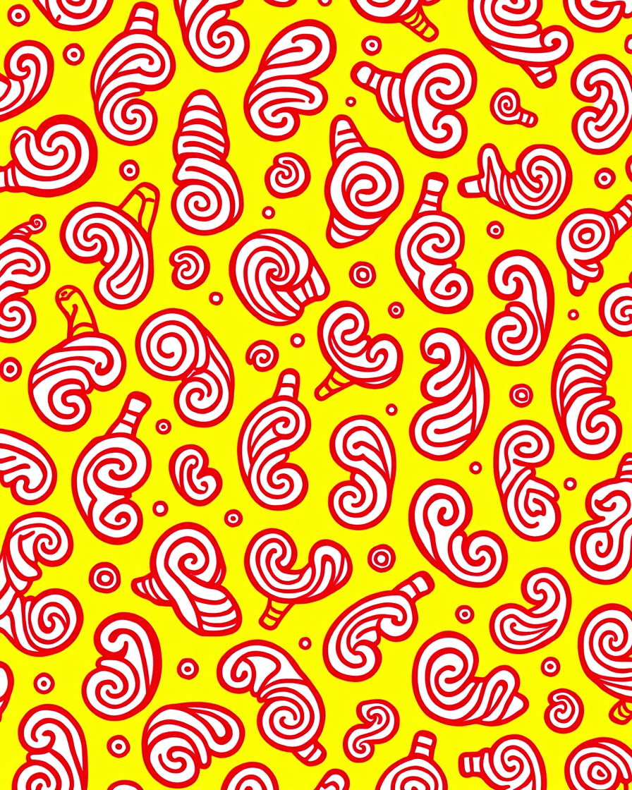 Vibrant Red Swirls Yellow Background Rug