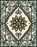 Bold Emerald Golden Floral Frame Rug