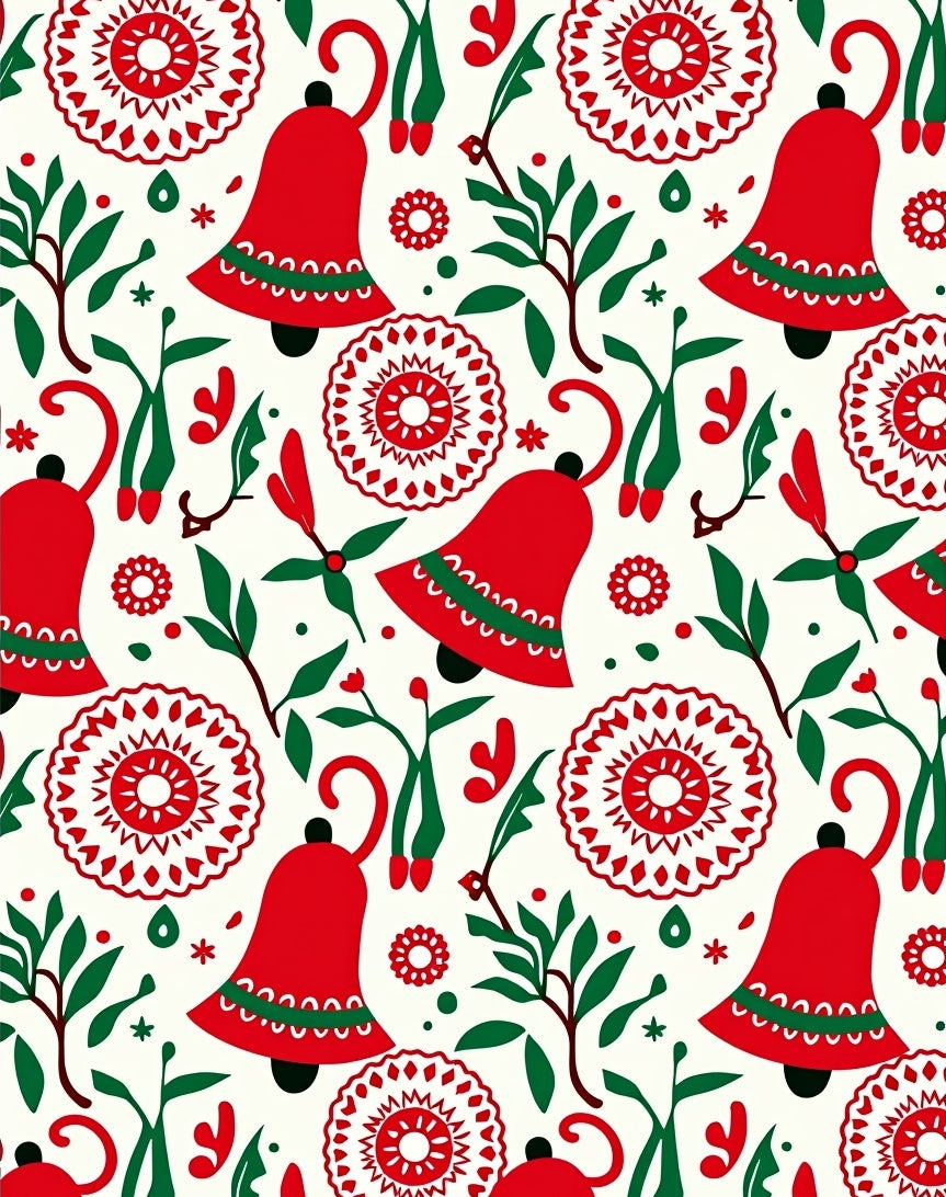 Red Bell Floral Folk Art Rug