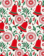 Red Bell Floral Folk Art Rug