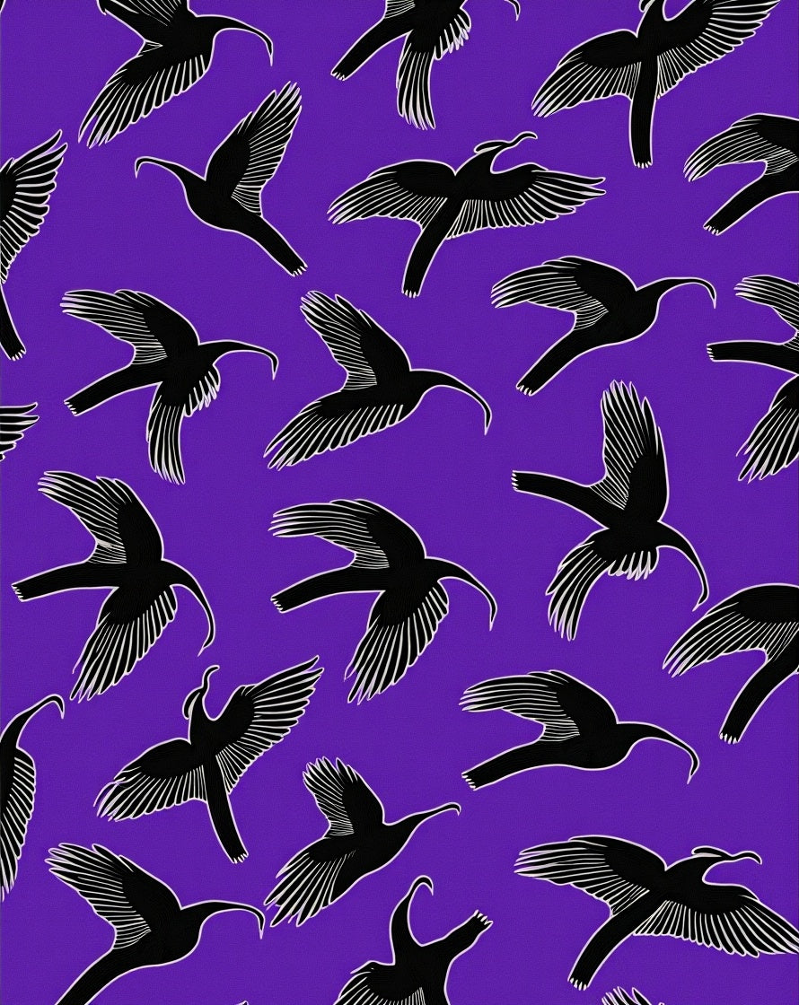 Abstract Purple Silhouette Bird Flock Rug