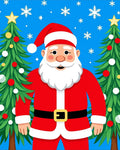 Merry Santa Claus and Snowflakes Festive Trees Rug