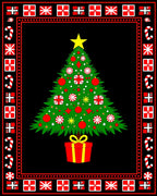 Holiday Christmas Tree Gift Border Rug