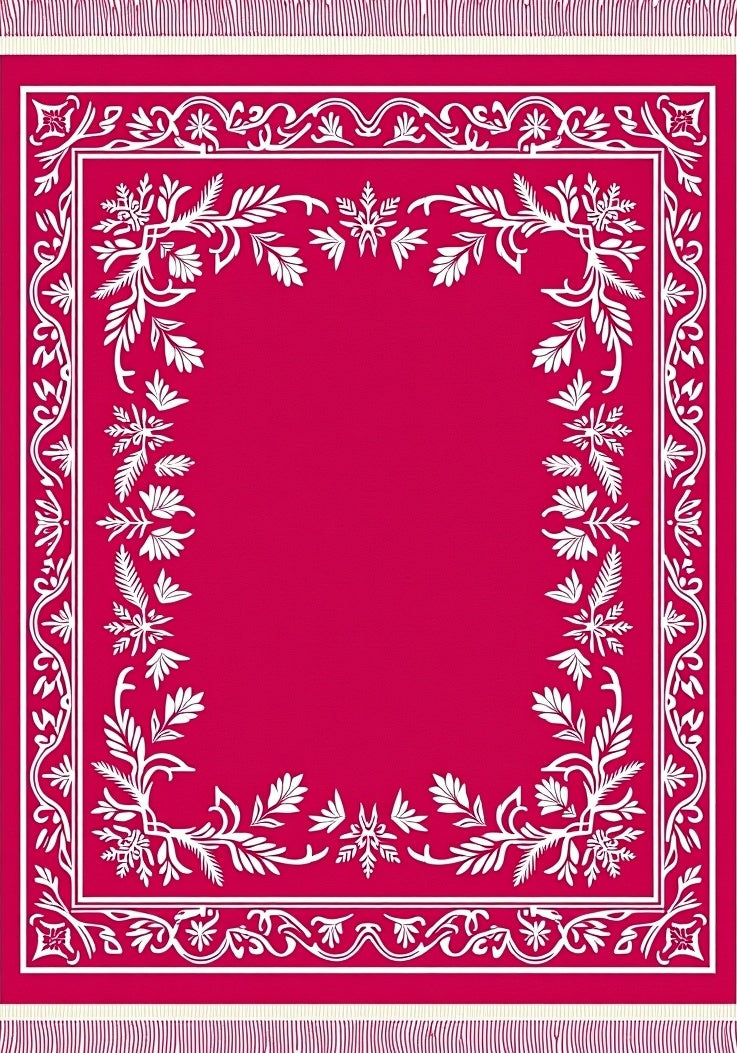 Vibrant Fuchsia Floral Border Rug